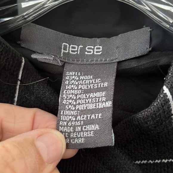 Per se wool blend black with white striped jacket. Size 2. Super cute! - Picture 3 of 11